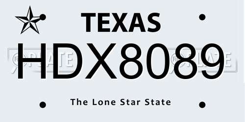 HDX8089 Texas License Plate