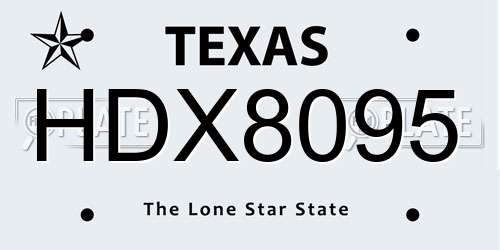HDX8095 Texas License Plate