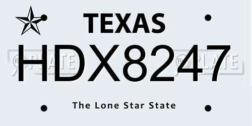 HDX8247 Texas License Plate