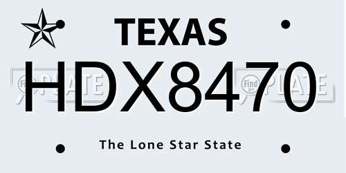 HDX8470 Texas License Plate