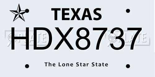 HDX8737 Texas License Plate