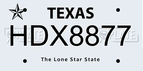 HDX8877 Texas License Plate