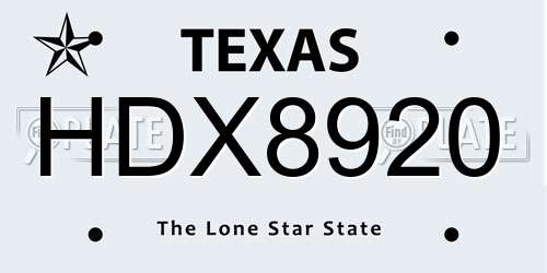 HDX8920 Texas License Plate