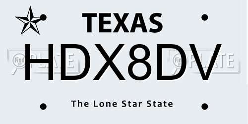 HDX8DV Texas License Plate