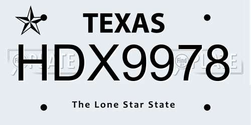 HDX9978 Texas License Plate