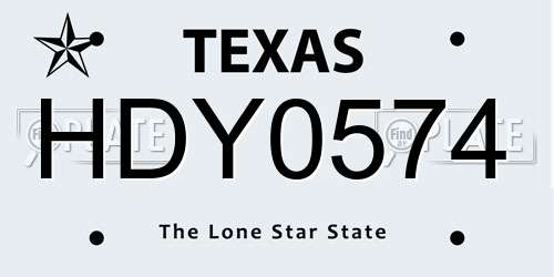 HDY0574 Texas License Plate