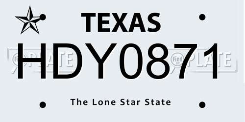 HDY0871 Texas License Plate
