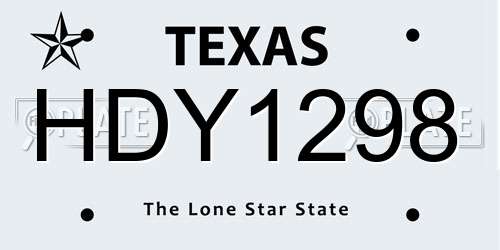 HDY1298 Texas License Plate