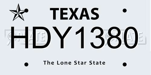 HDY1380 Texas License Plate