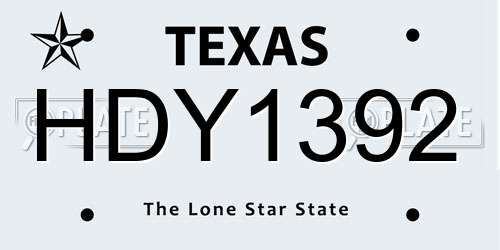HDY1392 Texas License Plate