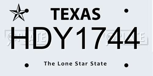 HDY1744 Texas License Plate