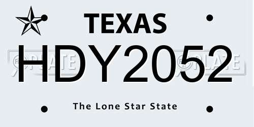 HDY2052 Texas License Plate