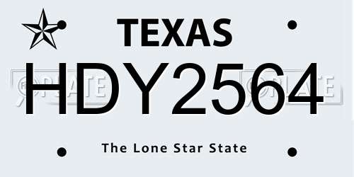 HDY2564 Texas License Plate