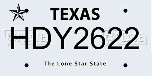 HDY2622 Texas License Plate