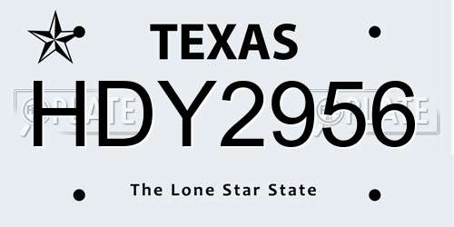 HDY2956 Texas License Plate