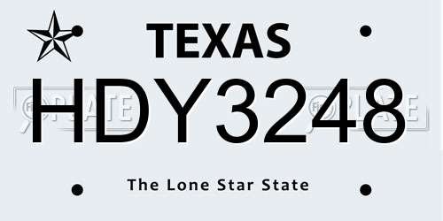 HDY3248 Texas License Plate