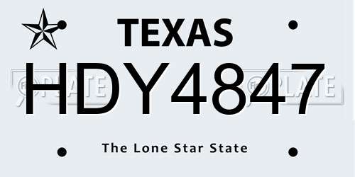 HDY4847 Texas License Plate