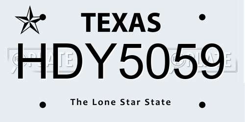 HDY5059 Texas License Plate