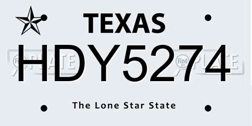HDY5274 Texas License Plate