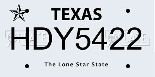 HDY5422 Texas License Plate