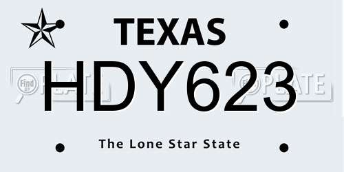HDY623 Texas License Plate