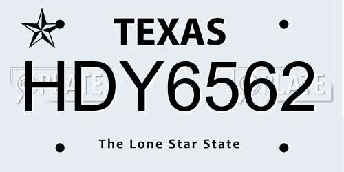 HDY6562 Texas License Plate
