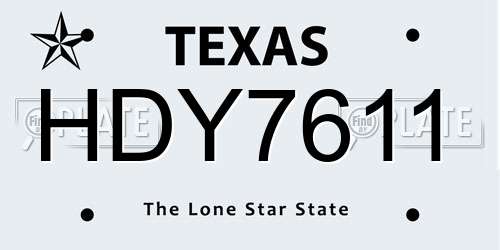 HDY7611 Texas License Plate
