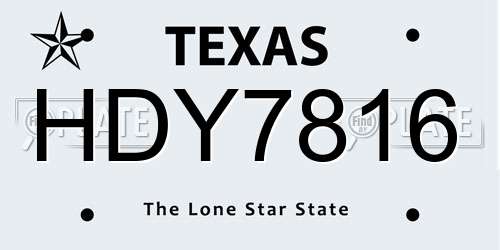 HDY7816 Texas License Plate