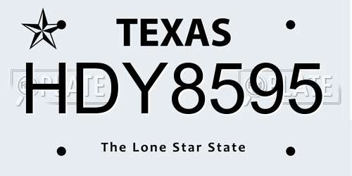 HDY8595 Texas License Plate
