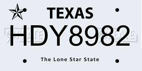 HDY8982 Texas License Plate