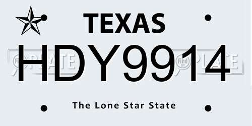 HDY9914 Texas License Plate