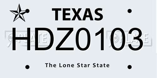 HDZ0103 Texas License Plate