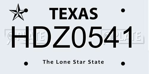 HDZ0541 Texas License Plate