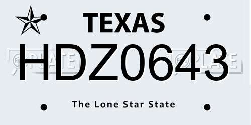 HDZ0643 Texas License Plate
