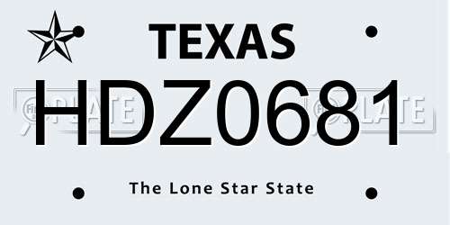 HDZ0681 Texas License Plate