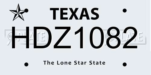 HDZ1082 Texas License Plate