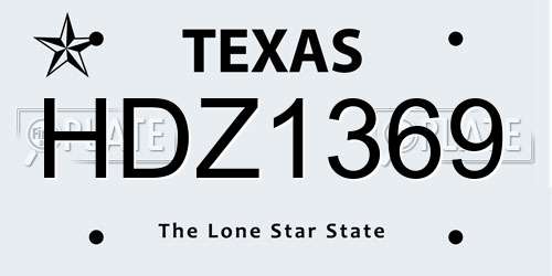 HDZ1369 Texas License Plate