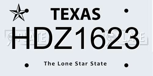 HDZ1623 Texas License Plate