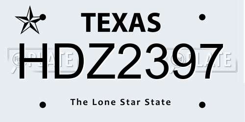 HDZ2397 Texas License Plate