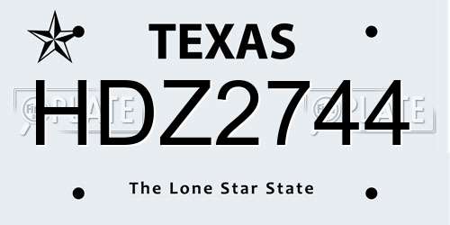 HDZ2744 Texas License Plate