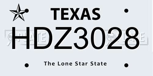 HDZ3028 Texas License Plate