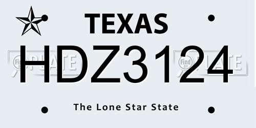 HDZ3124 Texas License Plate