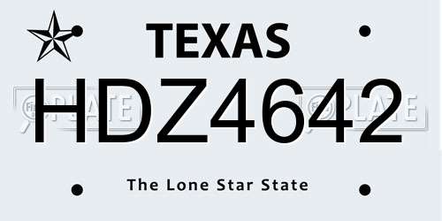 HDZ4642 Texas License Plate