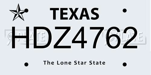 HDZ4762 Texas License Plate