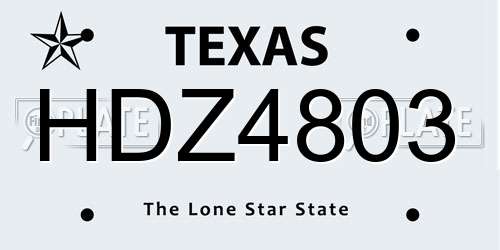 HDZ4803 Texas License Plate