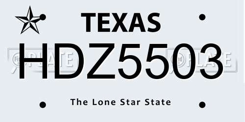 HDZ5503 Texas License Plate
