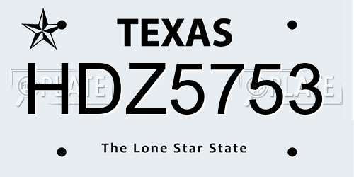 HDZ5753 Texas License Plate