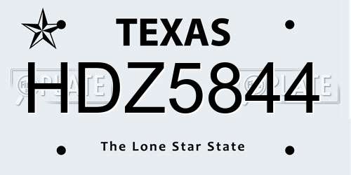 HDZ5844 Texas License Plate