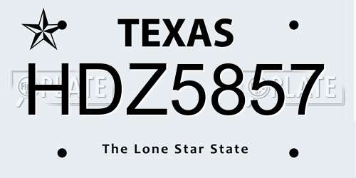 HDZ5857 Texas License Plate