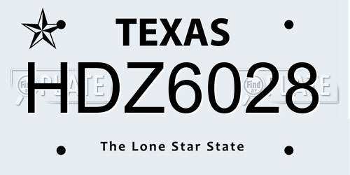 HDZ6028 Texas License Plate